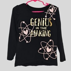 Simple Joys Carter’s Girls 5T Long Sleeve “Genius in the Making” Graphic Tee
